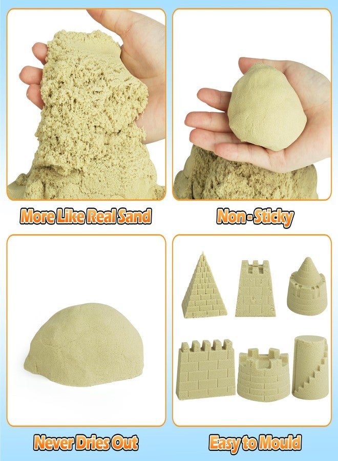 Helsort Sand Construction Site Kit - 37 Pcs Play Sand Art Kit with 8 Construction Trucks, Folding Sandbox, 2.2 lbs Magic Sand, Crane, Worker, Road Signs, Molds, Shovel - Ideal Toys for Boys Girls Age 3+ - Image 3